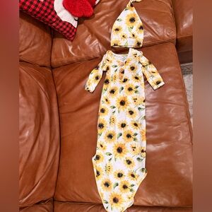 Caden Lane Yellow Floral Baby Outfit
